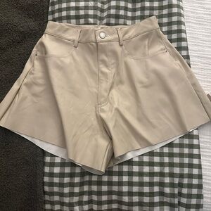 WeWoreWhat- High-Waist Cream Flared Shorts